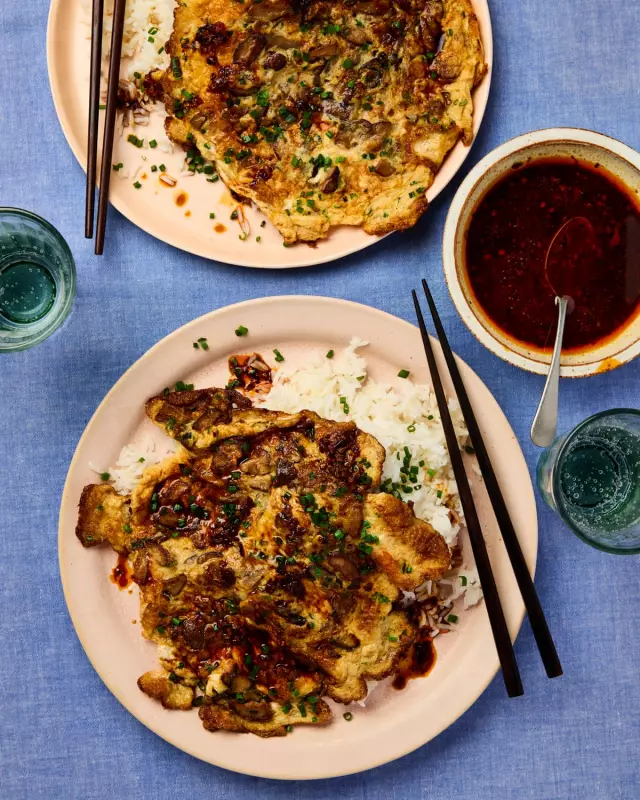 Meera Sodha's Mushroom Egg Foo Yung Recipe with Buttered Rice