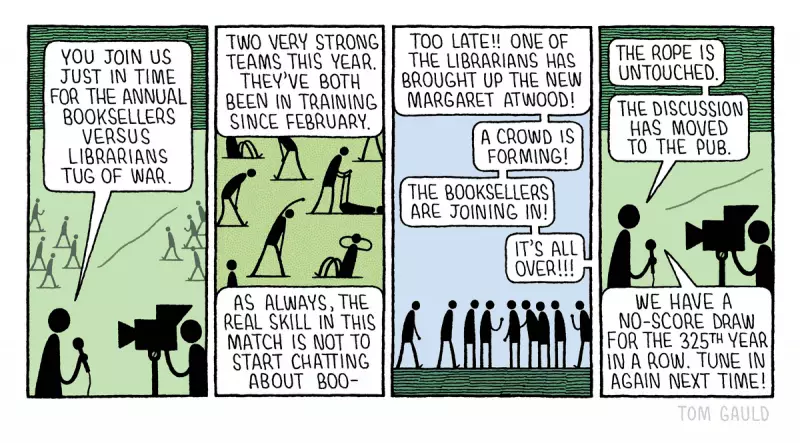 Tom Gauld's Witty Take on Librarians vs Booksellers Rivalry
