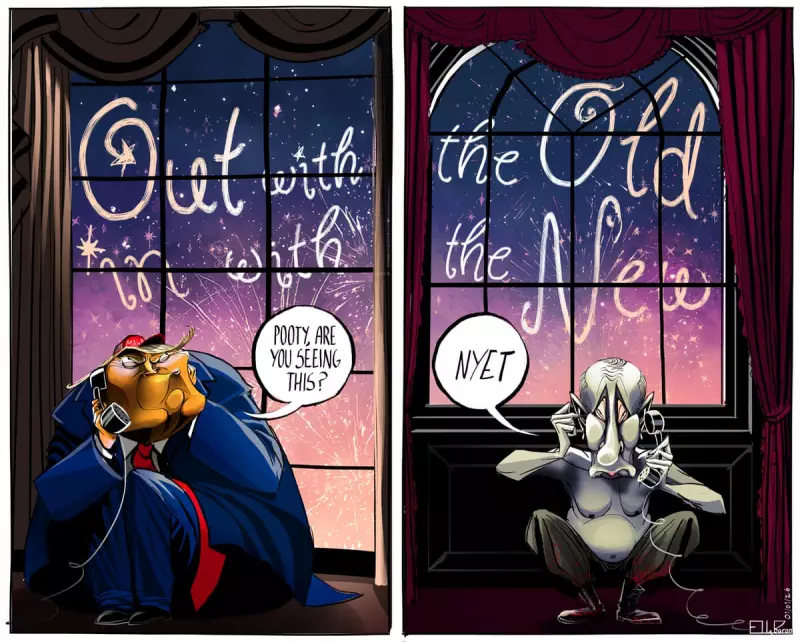 Ella Baron's 2026 New Year's Eve Cartoon: Trump and Putin's Shadow