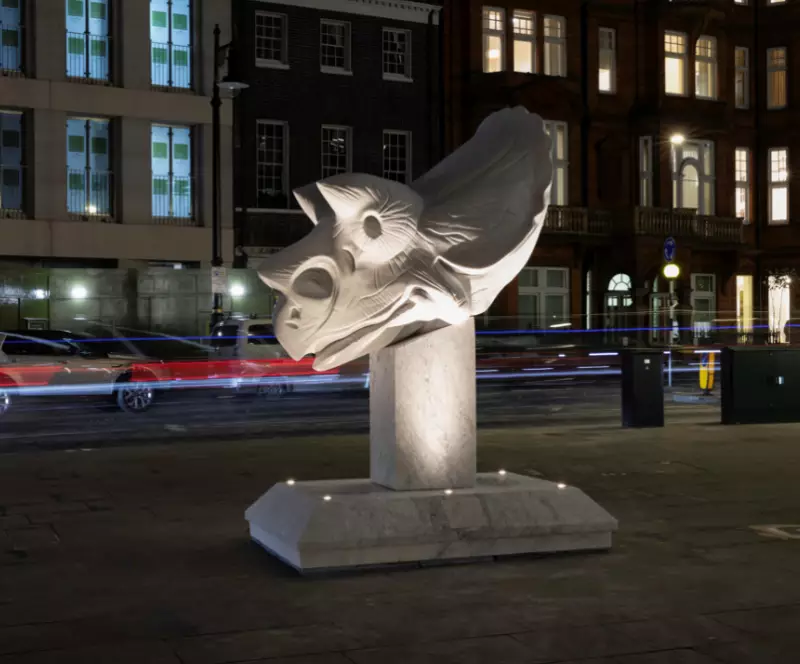 Life-Sized Marble Triceratops Skull Unveiled in London's Berkeley Square