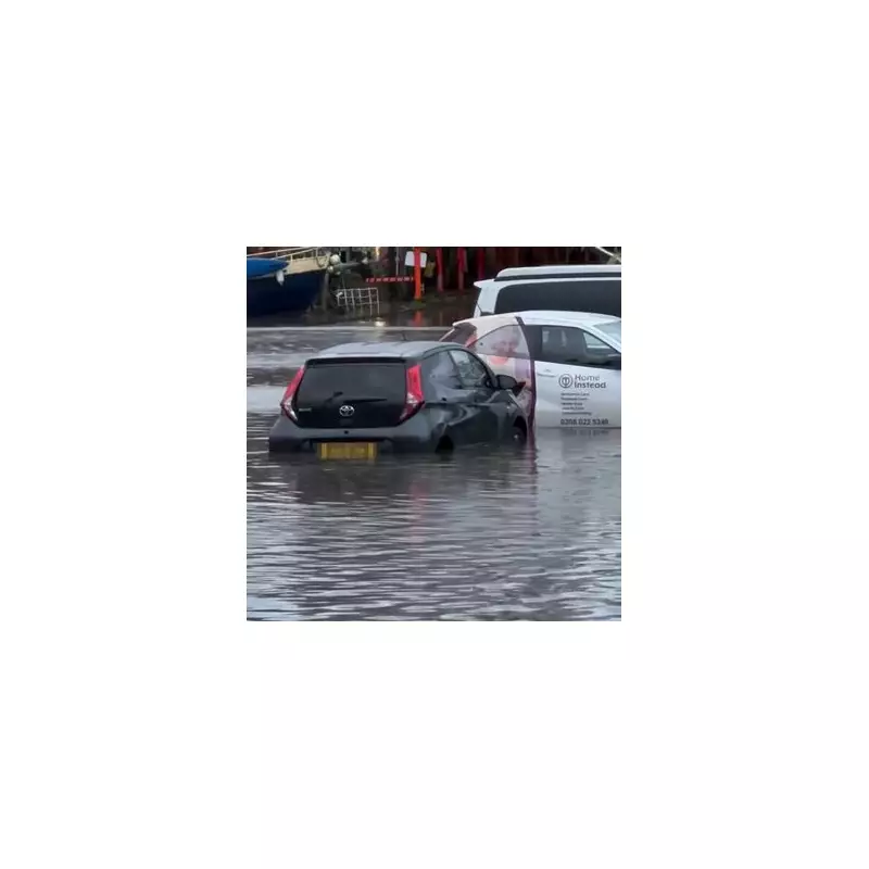 Seven Cars Submerged as Thames High Tide Floods Pub Car Park