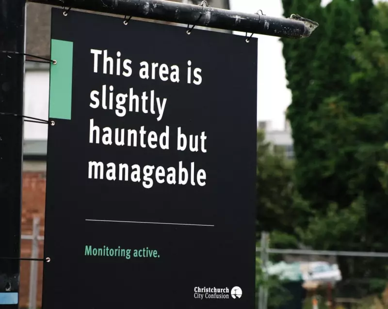 ‘Slightly Haunted’ Signs Spark Joy and Confusion in Christchurch