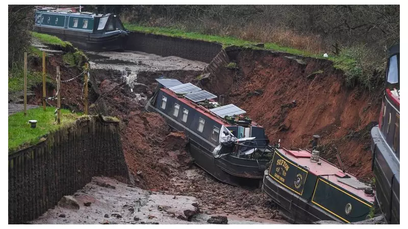 Whitchurch Canal Disaster: Dramatic Video Shows Narrowboat Plunging Into 50m Sinkhole