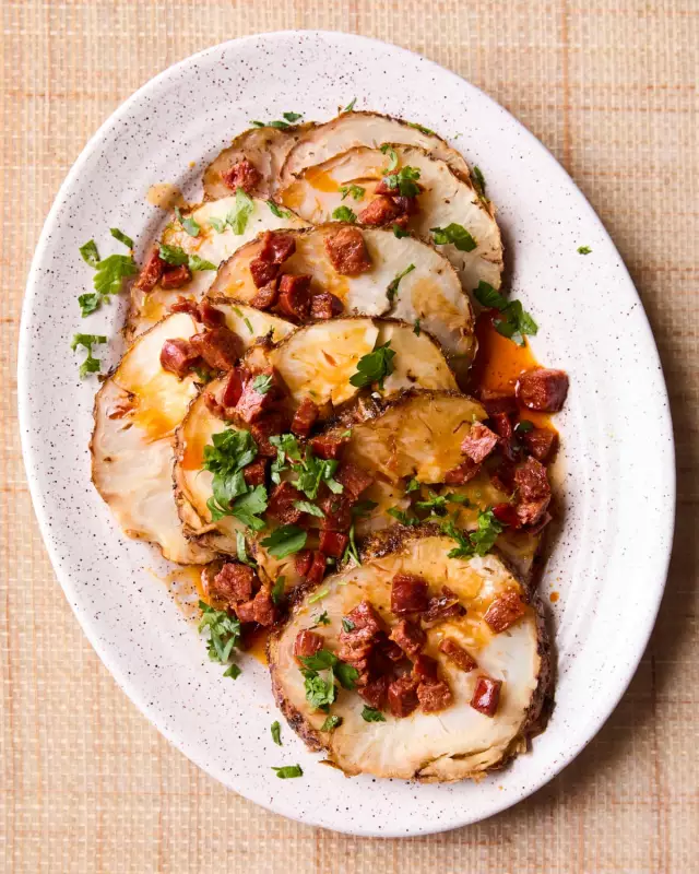 José Pizarro's Slow-Roast Celeriac with Rosemary and Crisp Chorizo