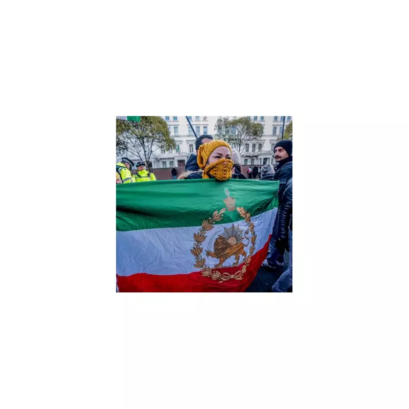 Protester scales Iranian embassy in London, replaces flag with opposition symbol