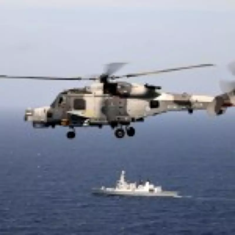Royal Navy Wildcat Helicopter Intercepts Russian Ship Near UK Telecom Cables