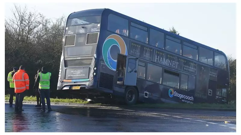 School Bus Crashes into Ditch on Black Ice in Kent, No Injuries Reported