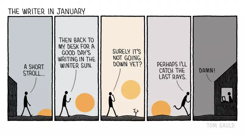 Tom Gauld's January Writing Cartoon: A Witty Take on New Year Resolutions