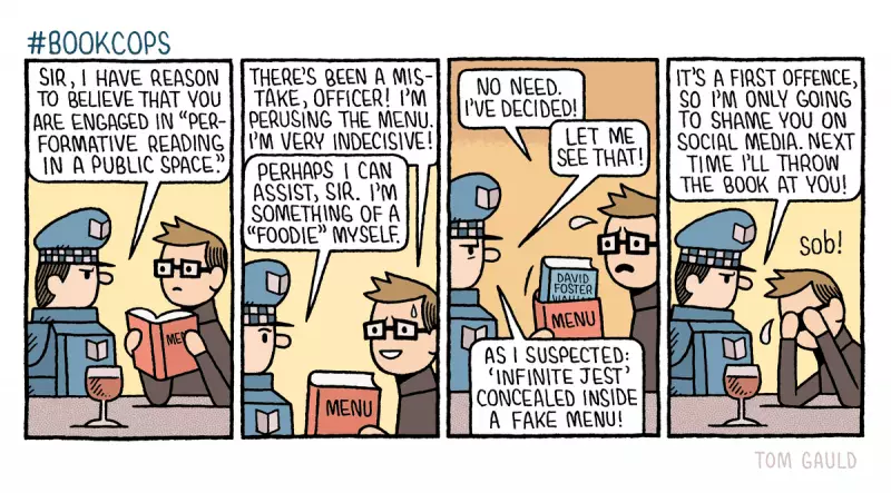 Tom Gauld's New Cartoon Satirises 'Performative Reading' for Social Media