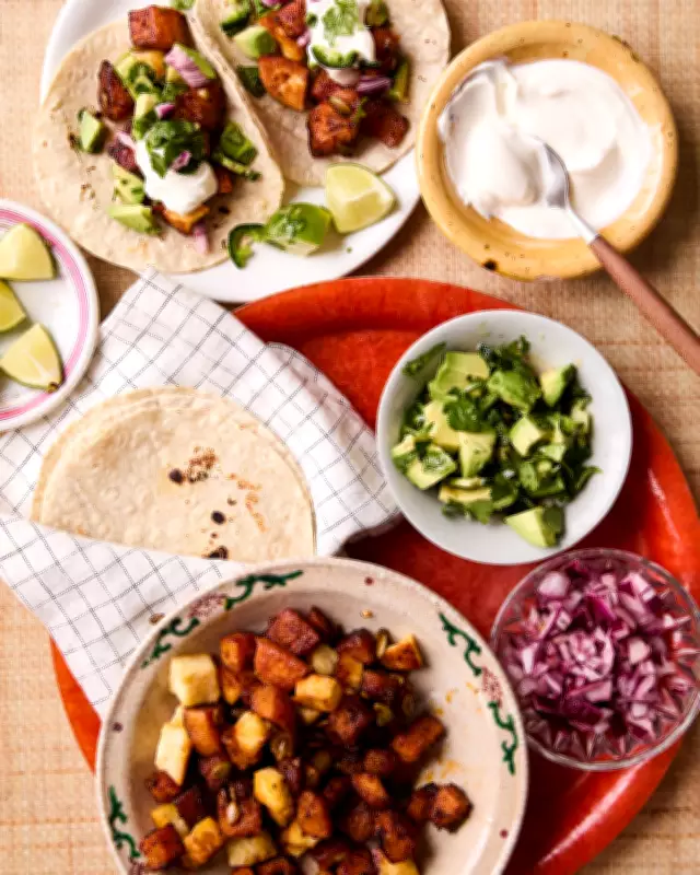 Georgina Hayden's Roast Butternut Squash and Halloumi Tacos Recipe