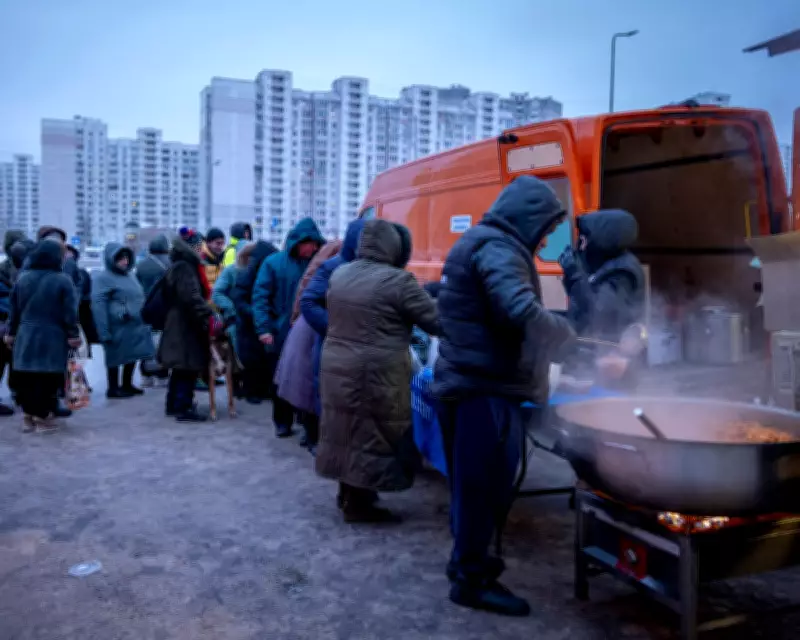 Kyiv Residents Queue for Meals Amid Power Cuts as Ukraine War Enters Day 1,440