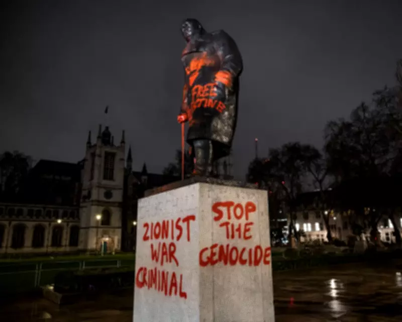 Man Arrested After Winston Churchill Statue Vandalized with Graffiti in Parliament Square