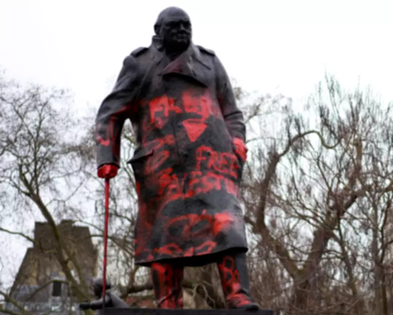 Man Charged After Churchill Statue Defaced with 'Zionist War Criminal' Graffiti in London