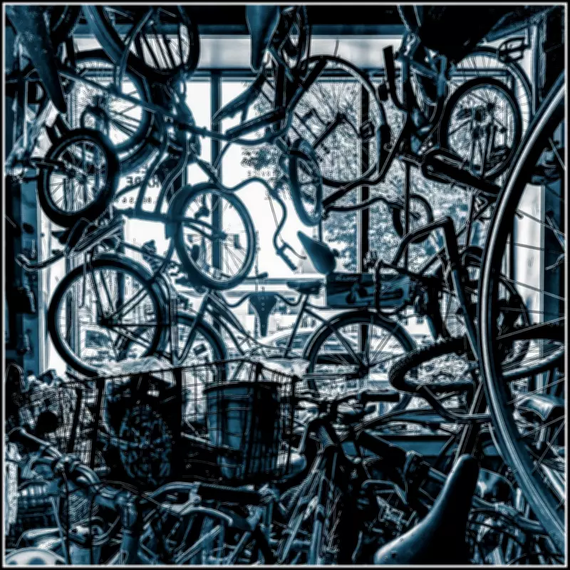 Photographer Captures Graphic Chaos in Philadelphia Bike Shop Window