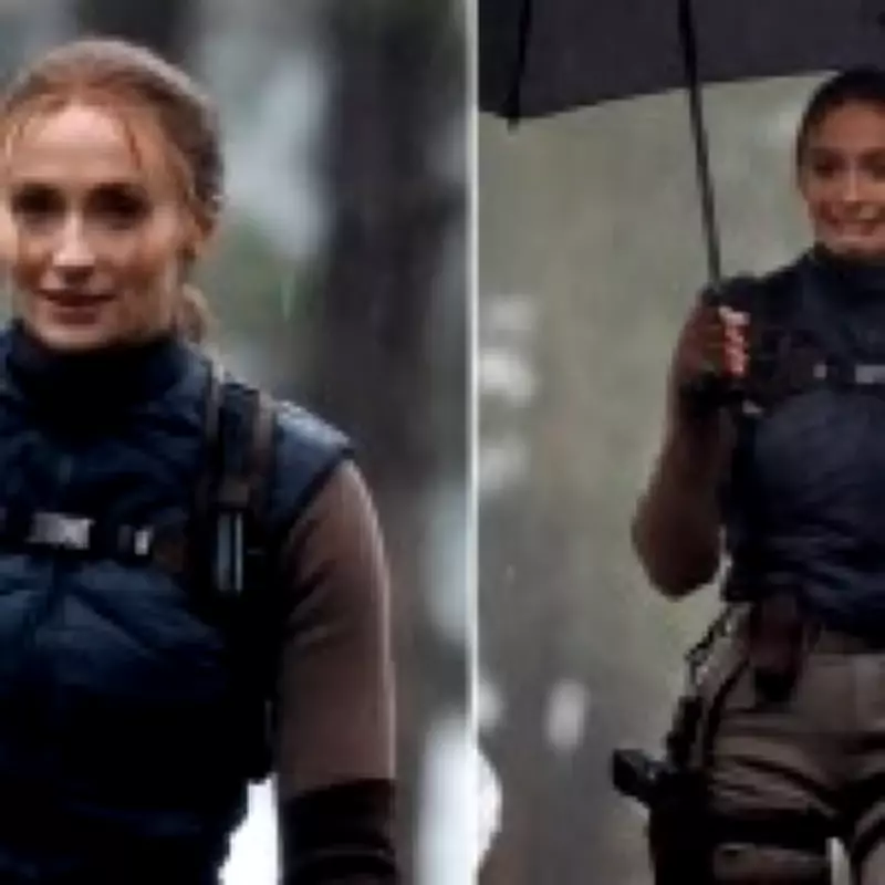 Sophie Turner Films Tomb Raider in Surrey Rain, Praised as Lara Croft