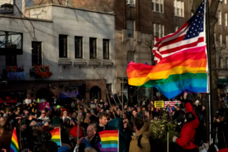 Trans Activists Rally at Stonewall with Pride Flags, Marking Historic Site