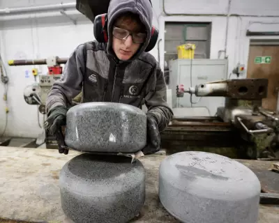 Scottish Factory Crafts Olympic Curling Stones with Ancient Granite