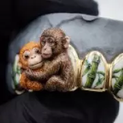 Punch the Abandoned Macaque and Teddy Immortalized in Golden Grill Jewelry