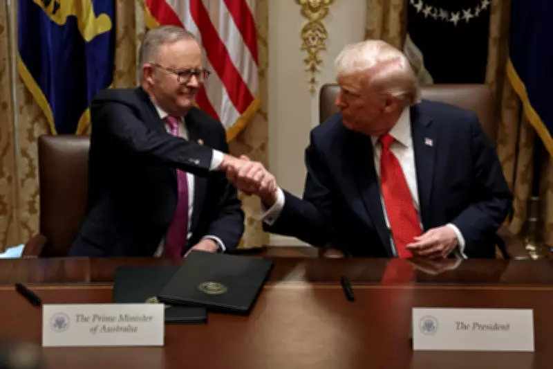 Albanese Gifts Trump Gold-Plated Submarine Model in Aukus Diplomacy