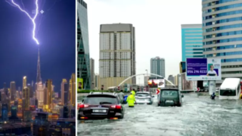 Dubai's Burj Khalifa Struck by Lightning Amid Severe Flooding Storms