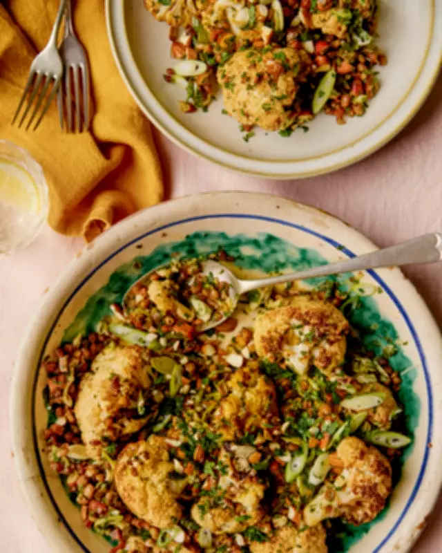 Georgina Hayden's Roasted Cauliflower with Lentils and Chorizo Recipe