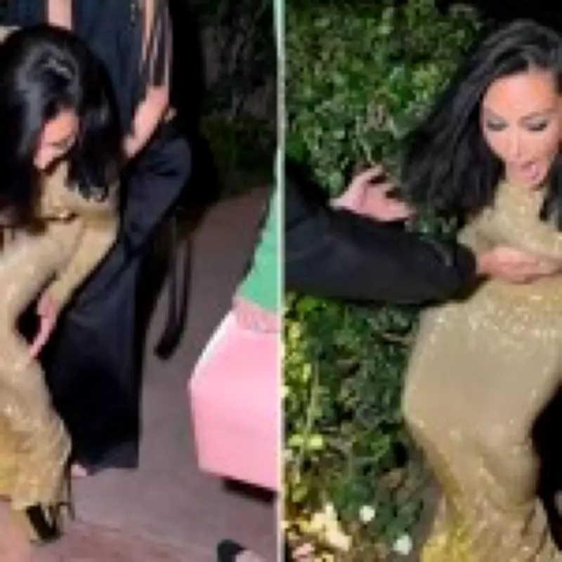 Kim Kardashian's Painful Heel Fall at Oscars After-Party Goes Viral