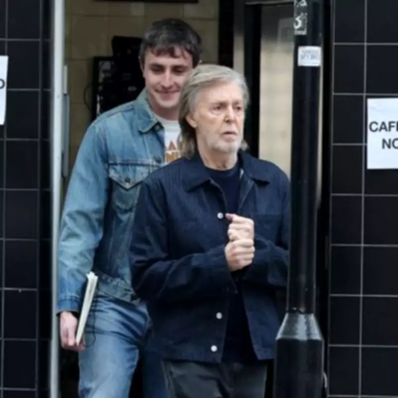 Paul Mescal and Paul McCartney Film at London's Regency Cafe for Secret Project