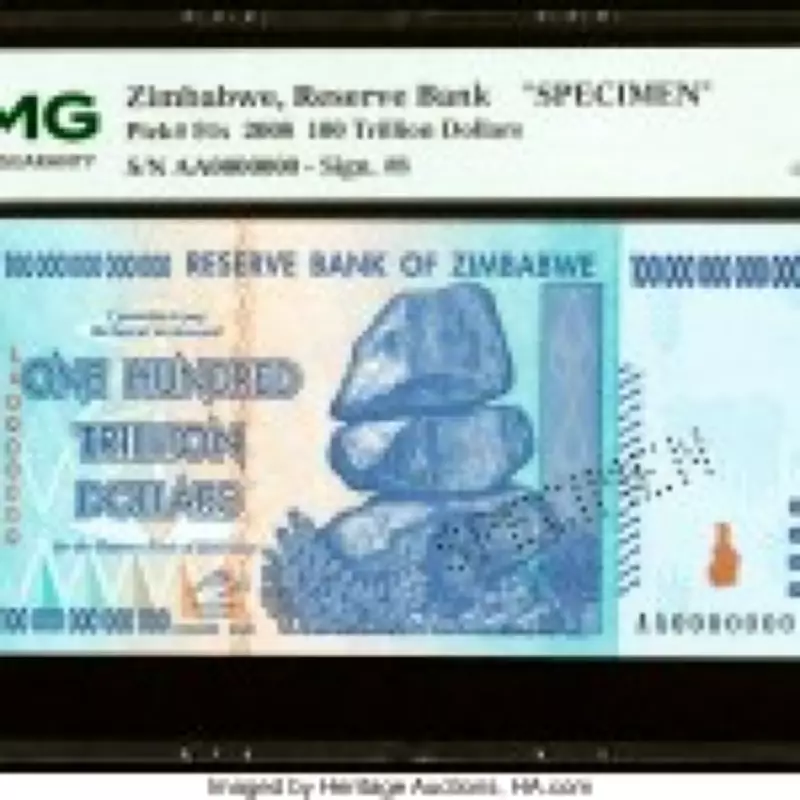 Rare Zimbabwe 100 Trillion Dollar Banknote Up for Auction at Heritage
