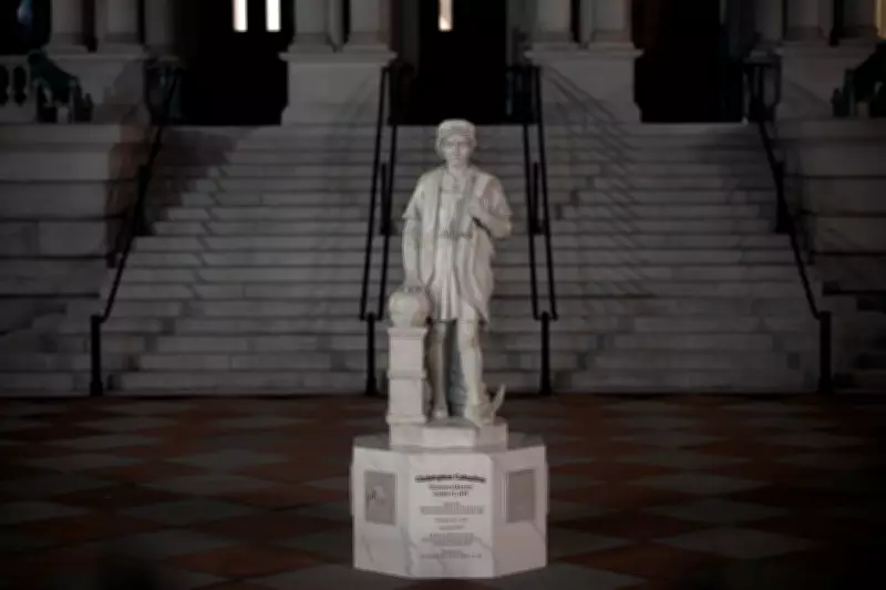 Trump Unveils Reconstructed Columbus Statue on White House Grounds