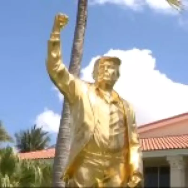 15ft Gold Statue of Trump Pumping Fist Unveiled at Florida Golf Club