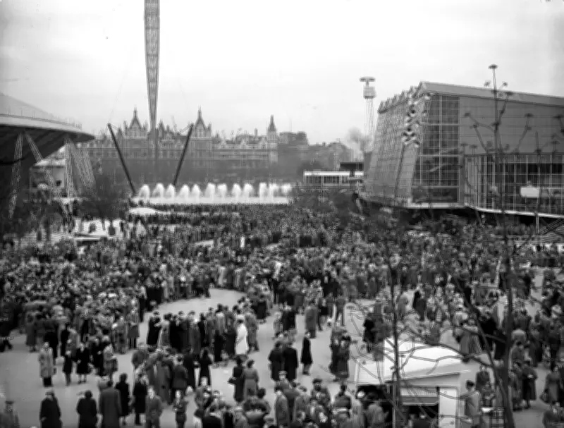 Festival of Britain 1951: King Hails Courage, Crowds Brave Rain