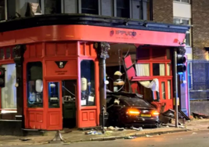 Pedestrian Seriously Injured After Car Crashes Into Ippudo Ramen on Essex Road