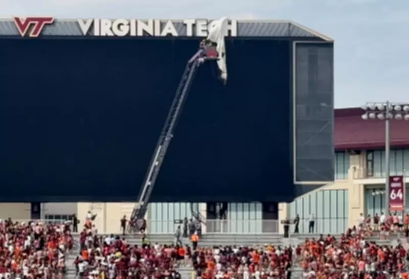 Skydiver Crashes into Scoreboard at Virginia Tech Spring Football Game