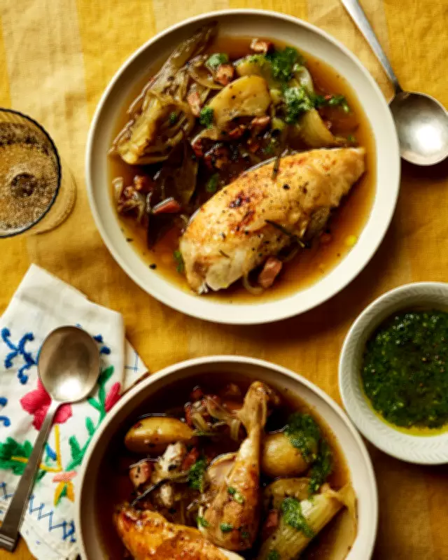 Thomasina Miers' Aromatic Chicken Pot-au-Feu with Wild Garlic Pesto