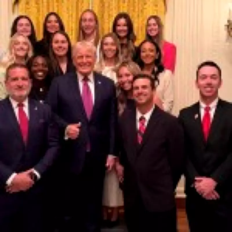Trump Blocks Women's Tennis Team in Awkward White House Photo