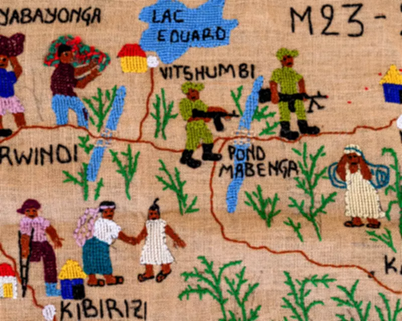 82-Year-Old Artist Stitches Congo's War History on Tobacco Sacks