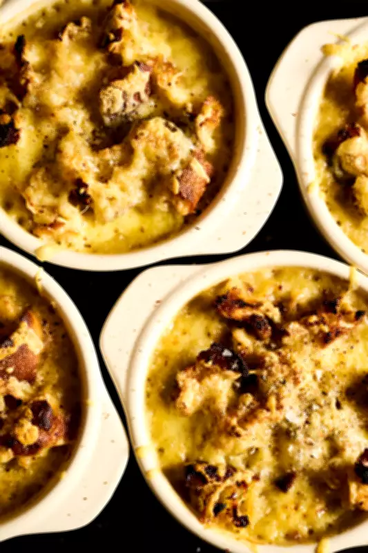 Alice Zaslavsky’s Grate Parsnip and Pear Soup with Cheesy Mustardy Gratin Toasts