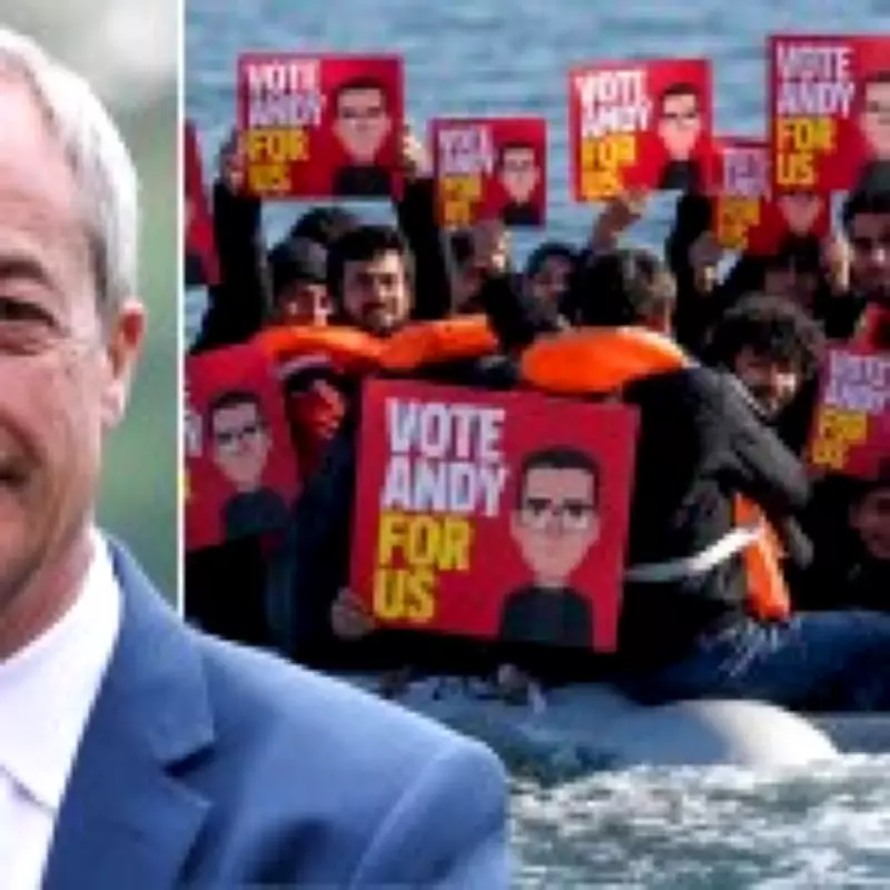Nigel Farage Posts AI Image of Migrants with 'Vote Andy Burnham' Signs