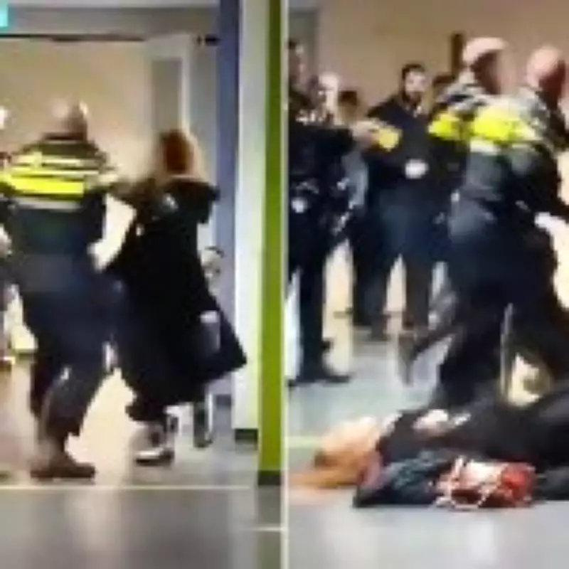 Pregnant woman dragged by hair by police in Netherlands viral video