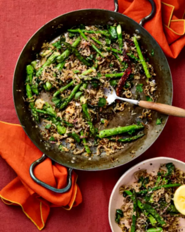 Romy Gill's Indian-Style Asparagus: Thoran and Chaat Recipes