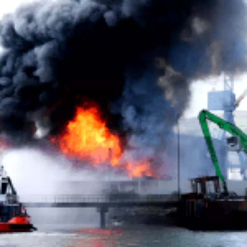 Thick Black Smoke Seen for Miles as Fire Rages in Belfast's Titanic Quarter