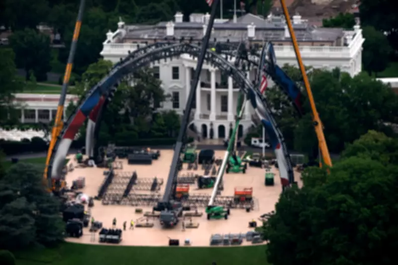 UFC Arena Under Construction on White House Lawn for Trump's 80th Birthday