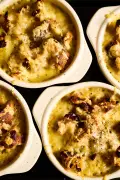 Alice Zaslavsky’s Grate Parsnip and Pear Soup with Cheesy Mustardy Gratin Toasts