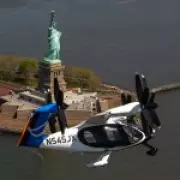 Electric Air Taxis Take Flight Over New York, Resembling Jetsons