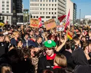 German students strike against rearmament, citing 'cannon fodder' fears