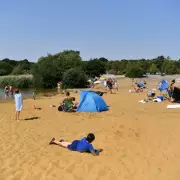 Wild Swimming Lake with Sandy Beach Near London: Frensham Great Pond