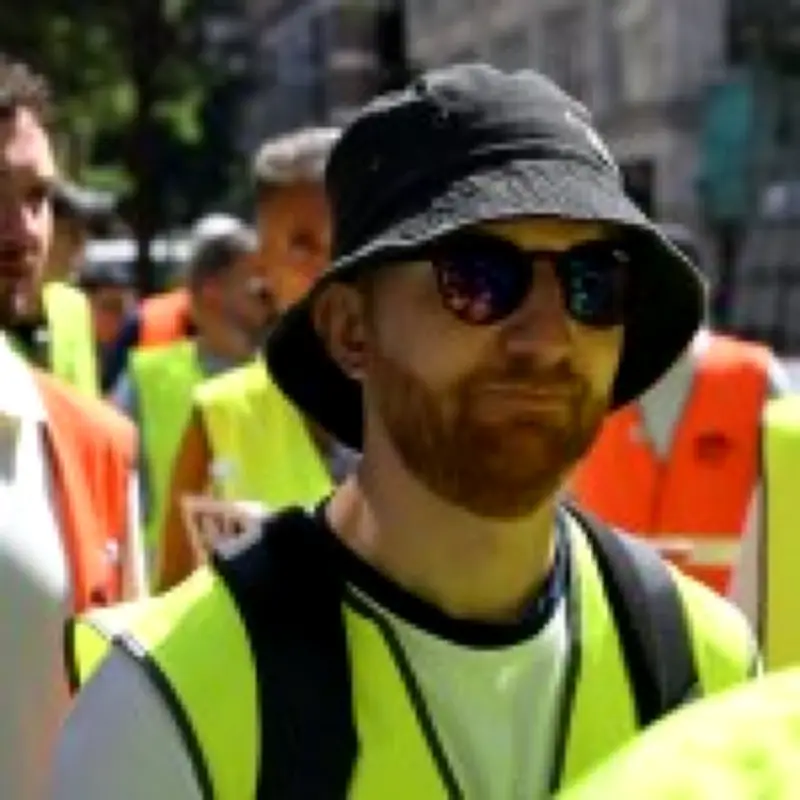 Builders march to challenge stereotypes on violence against women