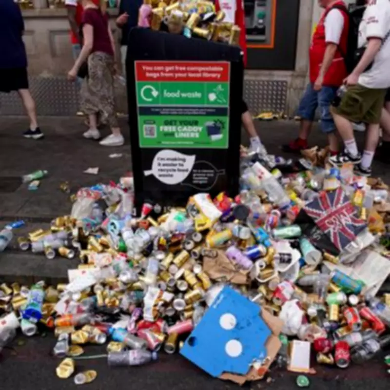 Rubbish Piles Left After Arsenal Victory Parade in North London