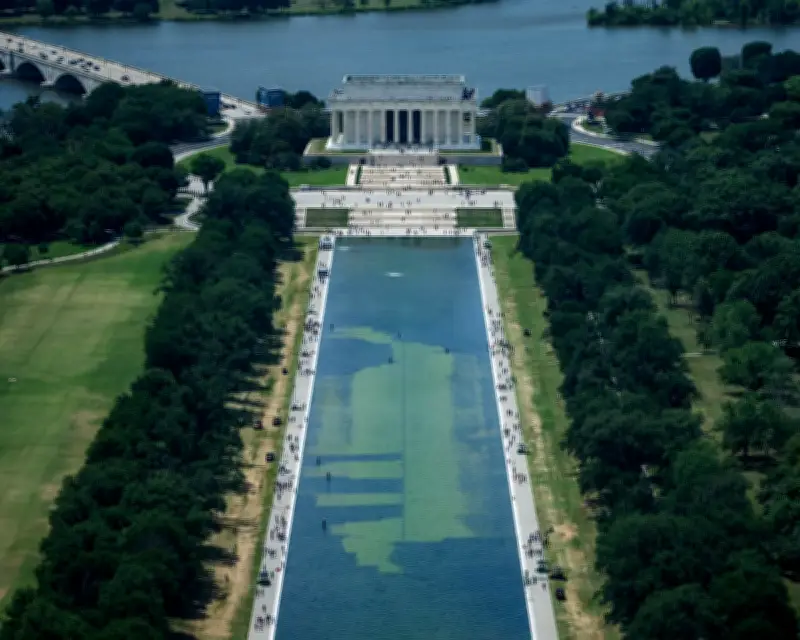 Trump blames 'vandalism' for algae, peeling paint at $14m reflecting pool