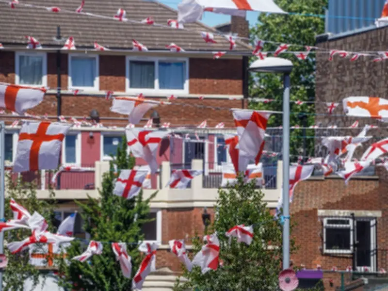 Dalek draped in England flag joins fans on patriotic London estate